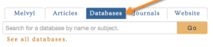 databases tab on search box